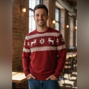 Dockers Festive Red Crewneck Sweater